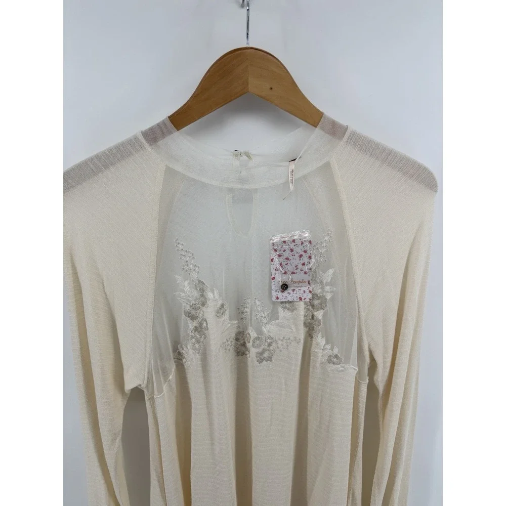 NWT Free People SAHELI Top Sz L Embroidered Boho Festival Coquette MSRP $88
